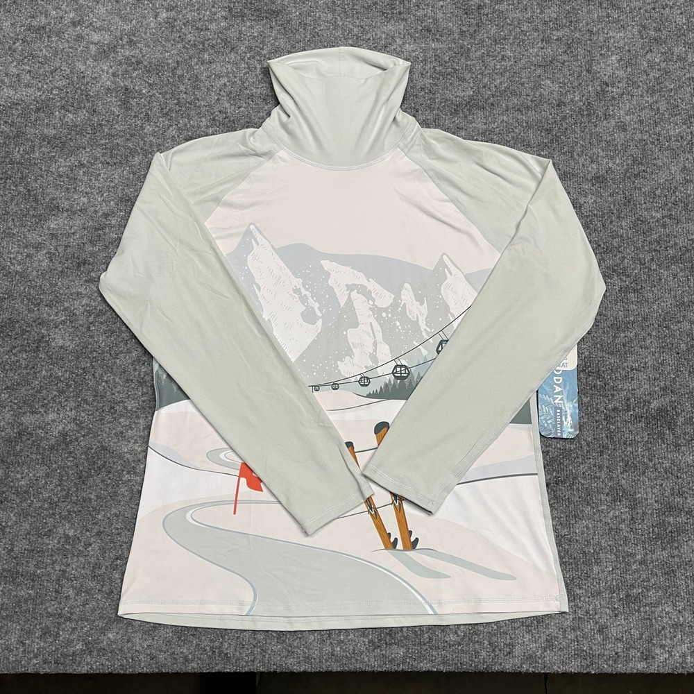 NEW Kyodan Baselayer‎ Womens XL White Jagged Ice Ski Mountain Graphic Turtleneck